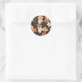 ゴールデンブラウン秋の模様ブラックバー ラウンドシール (バッグ)