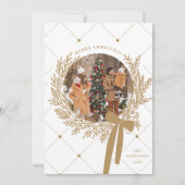 ゴールデンブラウン&ホワイトクリスマスリース写真 シーズンカード (正面)