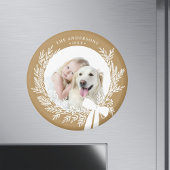 ゴールデンブラウン&ホワイトクリスマスリース写真 マグネット