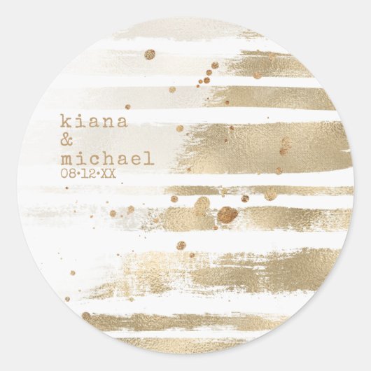 ゴールデンブラシストライプストロ結婚ークのID655 ラウンドシール (正面)