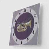 ゴールデンブラスユーフォニウム スクエア壁時計 (傾斜)