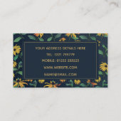 ゴールデンブラックアイデイジーフラワーズダークブルーデザイン 名刺 (裏面)