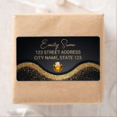 ゴールデンブラックエレガント住所 シールとダイヤモンド ラベル (インサイチュ)