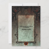 ゴールデンブラックゴシック鏡フレームハロウィ結婚ーンズ 招待状 (裏面)