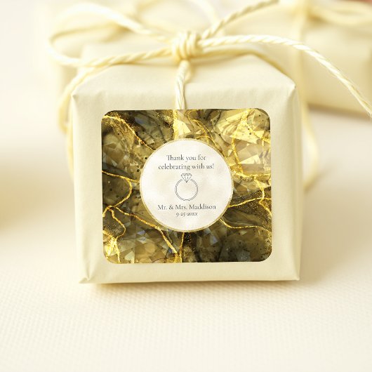 ゴールデンブラックトパーズジェムストーン結婚幻想 スクエアシール