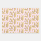 ゴールデンブラックパームリーフパターン ラッピングペーパーシート (正面3)