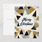 ゴールデンブラックホリデーツリーメリークリスマスグリーティング ポストカード (正面/裏面)