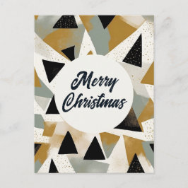 ゴールデンブラックホリデーツリーメリークリスマスグリーティング ポストカード