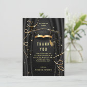 ゴールデンブラックモダン卒業写真 サンキューカード (スタンド正面)