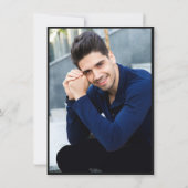 ゴールデンブラックモダン卒業写真 サンキューカード (裏面)