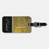 ゴールデンブラッシュメタルスタイリッシュパールモノグラムN ラゲッジタグ (正面横)