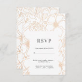 ゴールデンブランチホワイトウェディングRSVPカード 出欠カード (正面/裏面)