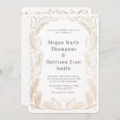 ゴールデンブランチボーダー結婚式招待状 ホワイト 招待状 (正面/裏面)