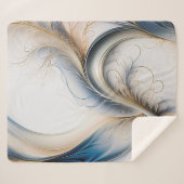 ゴールデンブリーズソフトブルーと金ゴールドフローリングアート シェルパブランケット (正面(横))