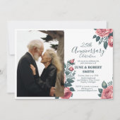 ゴールデンブルーの花25周年結婚記念日 招待状 (正面)