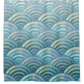 ゴールデンブルーの魚のパタはかりで測ーン シャワーカーテン (正面)