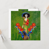 ゴールデンブルーアンティークカトリナオーバーグリーンウォッシュボホ カード (正面/裏面インサイチュ)