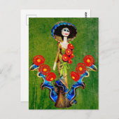 ゴールデンブルーアンティークカトリナオーバーグリーンウォッシュボホ ポストカード (正面/裏面)