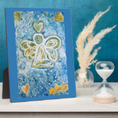 ゴールデンブルーエンジェルアートペイントプレートギフト フォトプラーク (側面)