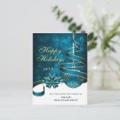 ゴールデンブルークリスマスボール企業のグリーティング\ シーズンポストカード (スタンド正面)