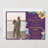 ゴールデンブルーフローラ結婚25周年 招待状 (正面)