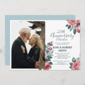 ゴールデンブルーフローラ結婚25周年 招待状 (正面/裏面)