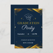 ゴールデンブルー卒業パーティー招待状 招待状 (正面/裏面)