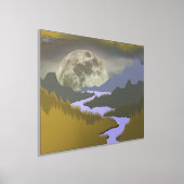 ゴールデンブルー抽象芸術月樹実在木 箔ポスター (レイダウン)