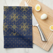 ゴールデンブロンズのダイヤモンドバーストパターン キッチンタオル (四つ折り)
