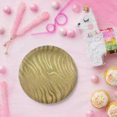 ゴールデンブロンズゼブラプリントジャングルサファリガラス ペーパープレート (パーティー)