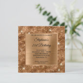 ゴールデンブロンズダイヤモンドスタッズフォイル21歳の誕生日 招待状 (スタンド正面)