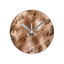 ゴールデンブロンズチータヒョウ印刷スポットカスタム ラウンド壁時計