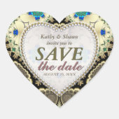 ゴールデンブロンズヴィンテージ日付ハートシールを保存 ハートシール (正面)