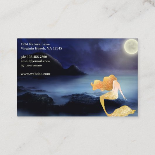 ゴールデンブロンドマーメイドフルムーンラグーンビーチ 名刺 (裏面)