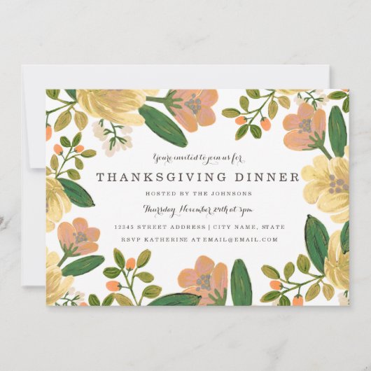 ゴールデンブーケ感謝祭ディナー招待状 招待状 (正面)