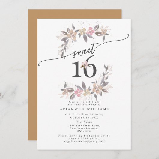 ゴールデンブーケ秋バラスウィート16 招待状 (正面/裏面)