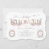 ゴールデンブーケ秋ピンクベビーシャワー招待状 招待状 (正面)