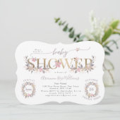 ゴールデンブーケ秋ピンクベビーシャワー招待状 招待状 (スタンド正面)