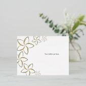 ゴールデンプルメリア結婚のエンクロージャカー実在ドフォイル 箔招待状ポストカード (立ち正面)