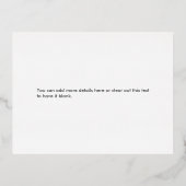 ゴールデンプルメリア結婚のエンクロージャカー実在ドフォイル 箔招待状ポストカード (裏面)