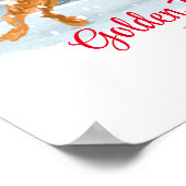 ゴールデンプードルホリデーポスターハッピードッグは雪を楽しむ ポスター (角)