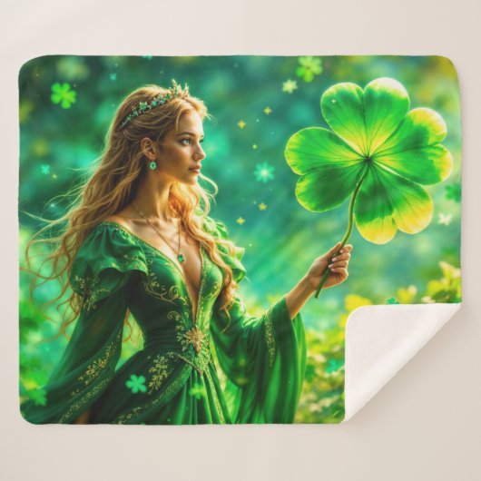 ゴールデンヘアガールセントパトリックのデイアイルランド魔法 シェルパブランケット (正面(横))