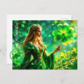ゴールデンヘアガールセントパトリックのデイアイルランド魔法 ポストカード (正面/裏面)
