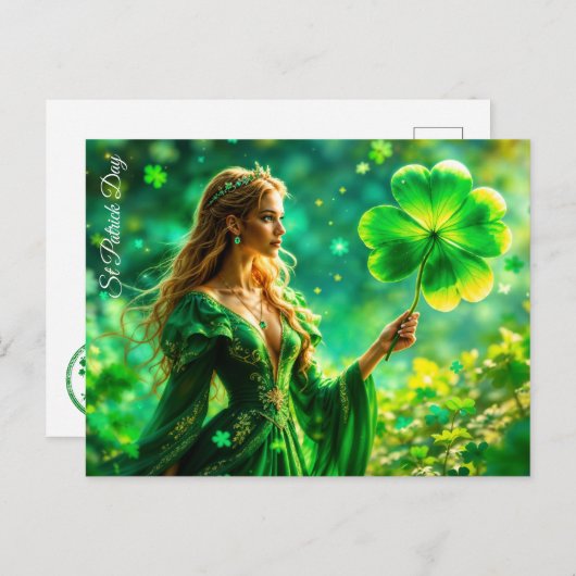 ゴールデンヘアガールセントパトリックのデイアイルランド魔法 ポストカード (正面/裏面)
