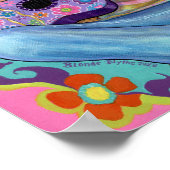 ゴールデンヘアヒッピーChickパープルギターピースサイン ポスター (角)