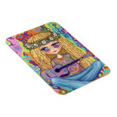 ゴールデンヘアヒッピーChickパープルギターピースサイン マグネット (右側)