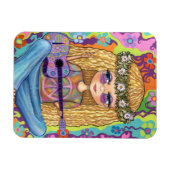 ゴールデンヘアヒッピーChickパープルギターピースサイン マグネット (横)