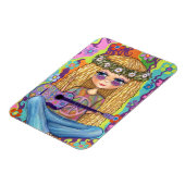 ゴールデンヘアヒッピーChickパープルギターピースサイン マグネット (左側)