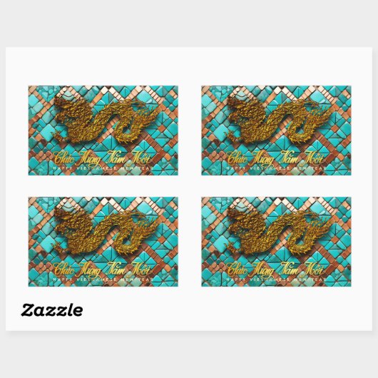 ゴールデンベトナムドラゴン年2024モザイクRecS 長方形シール (シート)