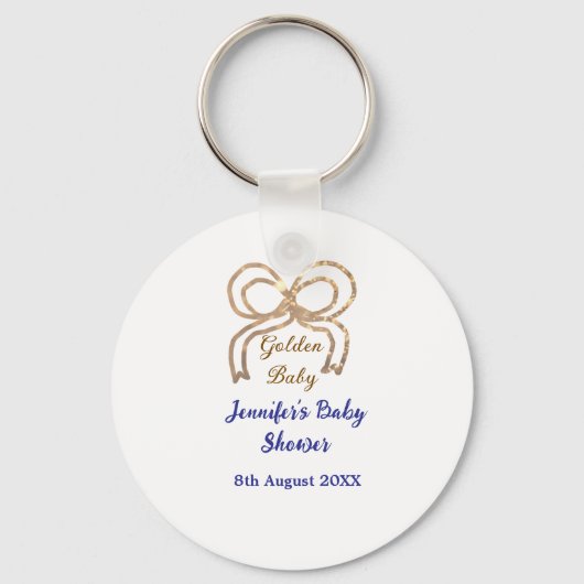 ゴールデンベビーグリッターボー王室のブルーベビーシャワー キーホルダー (正面)